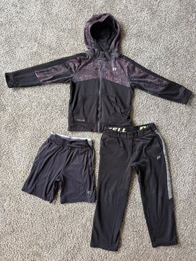 Russell Athletic Black Gray Kids 3-Piece Active Set Sz Small 6/7 Boys Dri-Power